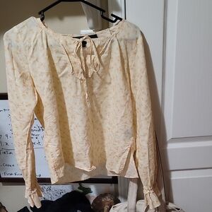 Vintage Cotton Cottage Core Route 66 Cream Floral Blouse